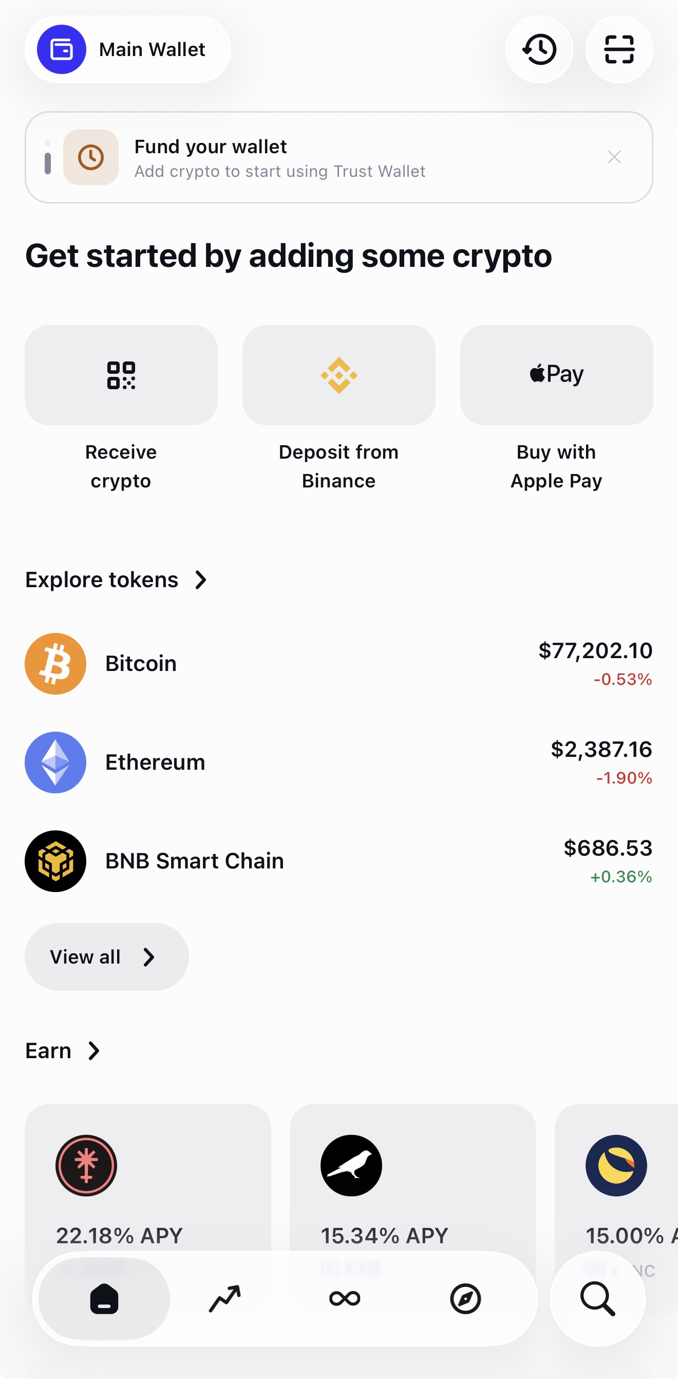 Trust Wallet fund wallet options